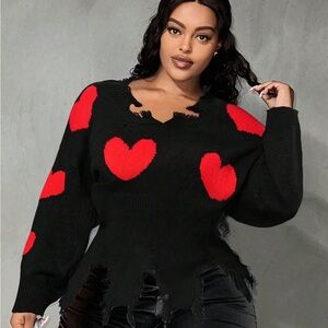 Black and Red Heart Sweater